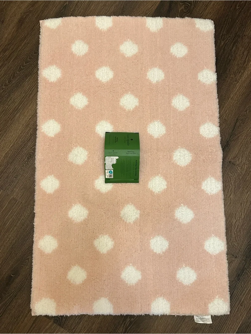 Kate Spade Pink & White Polka Dot Bathroom Rug 21X34 Inches Anti-Skid Back NWT
